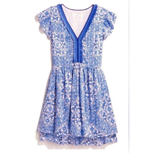 Vineyard Vines Plus Scarf Print Pintuck Mini Dress Blue & White Size XXL - Picture 4 of 10